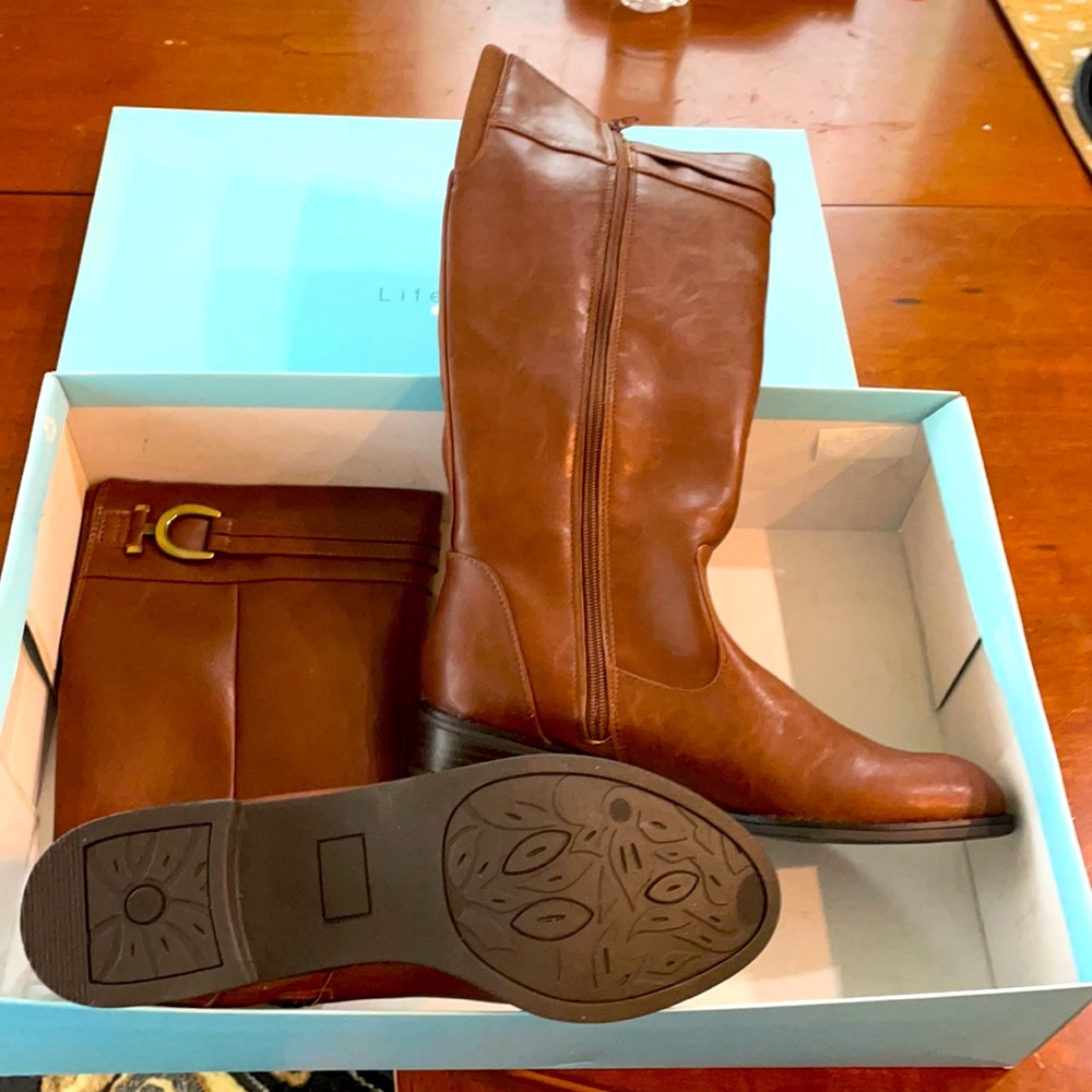 Ladies boots,never worn. Brown.Full length zipper on inside calf area. Size 10 M